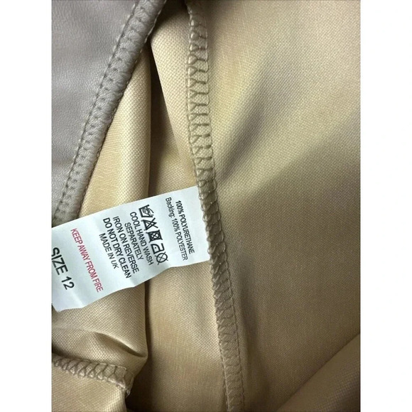 Missy Empire high waist leather look legging in ecru Stone Women’s Size US 8 New - Picture 11 of 16